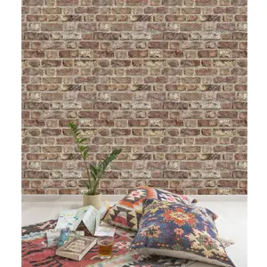 Tanlay Dark red Brick effect Smooth Wallpaper