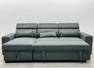 Ava Sofabed Corner Grey line fabric - storage - sofabed - foam seats