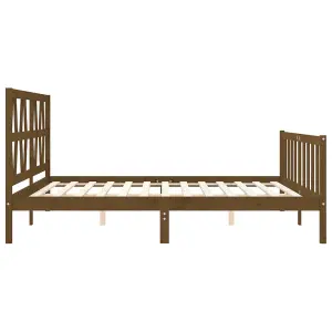 Berkfield Bed Frame with Headboard Honey Brown 200x200 cm Solid Wood