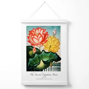 Vintage Floral Exhibition -  Egyptian Bean Flower Poster with Hanger / 33cm / White