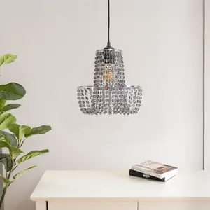 ValueLights Tegan Black Jewel Acrylic Droplet Chandelier Easy Fit Ceiling Light Shade