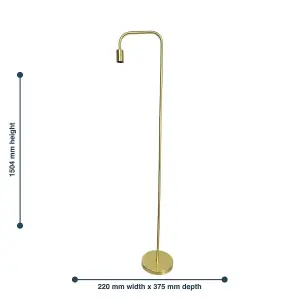 First Choice Lighting Leroy Satin Brass 151cm Exposed Bulb Floor Lamp