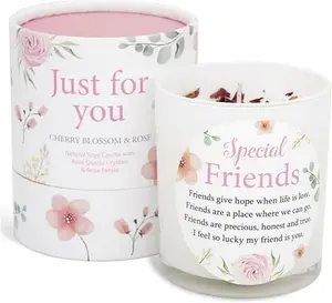 Special Friends Candle That Makes A Thoughtful Gifts For A Special Friend. Best Friend Present SOYA Candle With Rose Quartz And Rose Petals