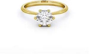 Round Diamond 6 Prong Dainty Engagement Ring 9K Yellow Gold Solitaire