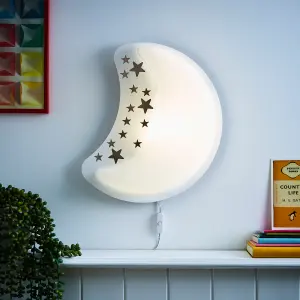 Litecraft White LED Moon Glow Kids Wall Light