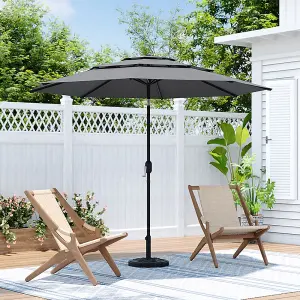 3-Tier Umbrella with Patio Umbrella Cement Round Base No Wheels