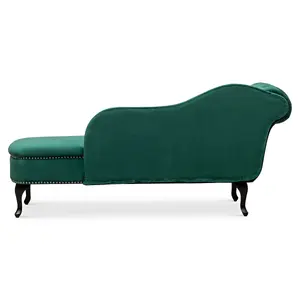 Right Hand Chaise Lounge in Velvet Emerald Green