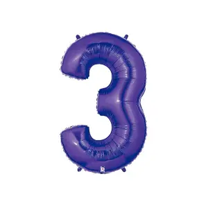 Oaktree Number 3 Foil Balloon Purple (One Size)