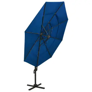 Berkfield 4-Tier Parasol with Aluminium Pole Azure Blue 3x3 m