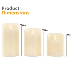 3PC Flameless LED Candles Real Wax, White Lights with Remote for Home Décor