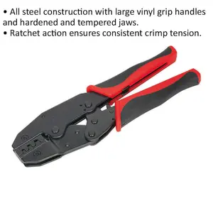 Ratchet Crimping Tool - Consistent Crimp Tension - Non-Insulated Terminals