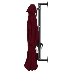 Berkfield Wall-Mounted Parasol with Metal Pole 300 cm Burgundy