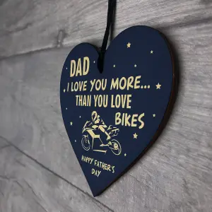 Red Ocean Funny Fathers Day Gift Motorbike Biker Bike Gift For Dad Daddy Wooden Heart Hanging Sign