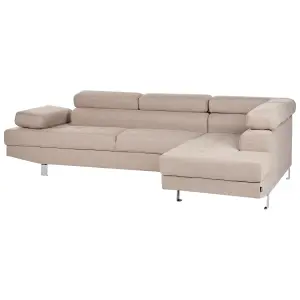 Corner Sofa NORREA Beige Fabric Left Hand