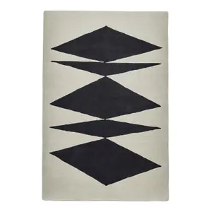 Beige Luxurious Modern Wool Abstract Geometric Rug Easy to clean Living Room and Bedroom-120cm X 170cm