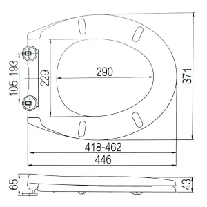 Euroshowers Standard Heavy Duty Oval Toilet Seat 370x445 - 2.7kg