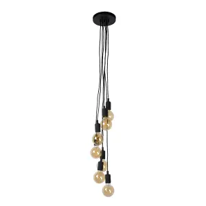 Lucide Fix Modern Cluster Pendant Light - 7xE27 - Black