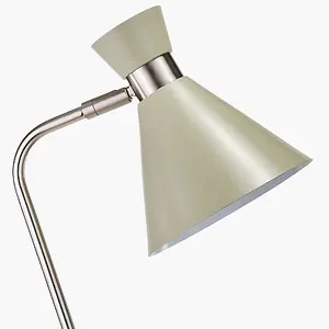 Sage Green Brushed Silver Metal Floor Lamp