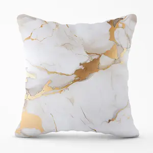 White Marble With Gold Cushions 60cm x 60cm