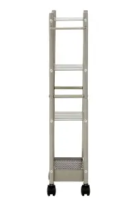 Maison by Premier Dara 4 Tier Trolley Brush Nickel with Basket