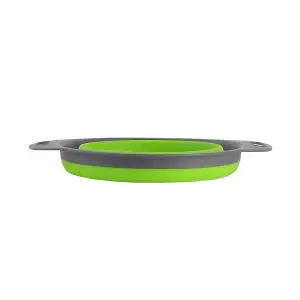 Green Collapsible Kitchen Silicone Colander Strainer Bowl