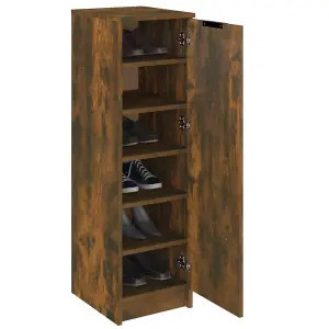 Berkfield Shoe Cabinet Smoked Oak 30x35x100 cm Engineered Wood