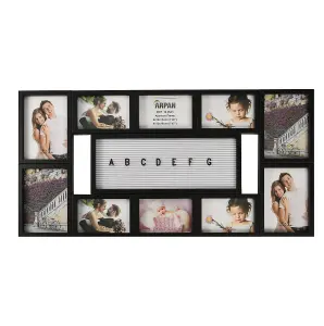 Arpan Multi Aperture Personalised Photo Picture Frame Alphabet or Number Holds 10 Photos (Black)