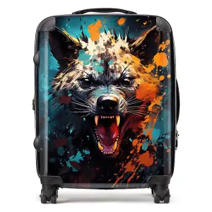 Splashart Angry Hyena Face Suitcase - Large