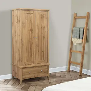 Birlea Hampstead 2 Door 1 Drawer Wardrobe Oak