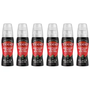 Todd Prestige Instant Shoe Polish Protect & Shine Black Noir 75ml Pack of 6