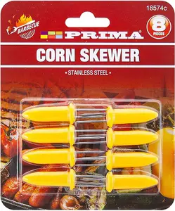 16pc Bbq Corn Skewers Stainless Steel Barbecue Grill Tool Handle Cooking