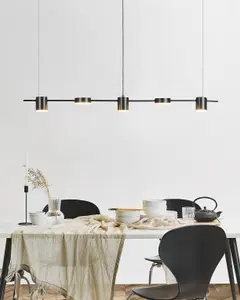 5 Light Metal LED Pendant Lamp Black SESTRA