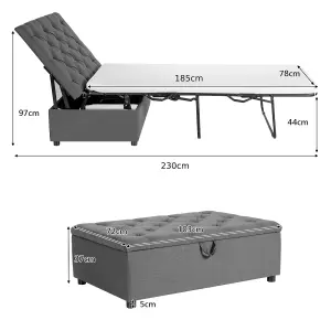 Costway 2-in-1 Convertible Sofa Bed Folding Ottoman Sleeper Space Saving Couch Lounger