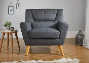 Grey Fabric Armchair Birlea Lambeth Easy Chair Scandinavian Modern Retro