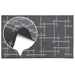 JVL Vector Machine Washable Latex Backed Doormat, 50x80cm, Grey