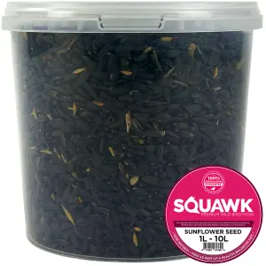 1L SQUAWK Black Oil Sunflower Seeds - Wild Garden Bird Food Oil Rich Feed