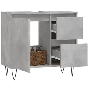 Berkfield Bathroom Cabinet Concrete Grey 65x33x60 cm Engineered Wood