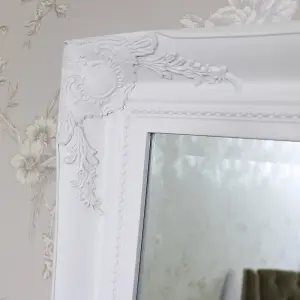 Melody Maison Extra Large White Ornate Wall/Floor Mirror 158cm x 78cm