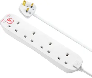 Masterplug SRG4210N/2-BD 4 socket 13A Surge protected White Extension lead, 2m, Pack of 2