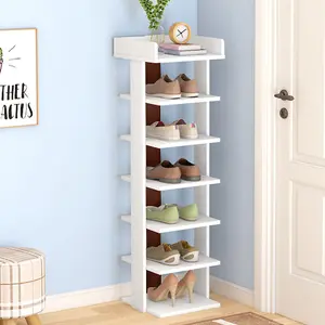 7 Tier Freestanding Wooden Shoe Rack Shoe Storage Organizer Space Saving Display Shelf