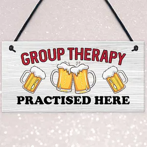 Red Ocean Funny GROUP THERAPY Sign Bar Signs And Plaques Home Decor Man Cave Shed Sign Friendship Gifts