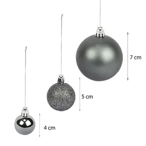 100 Piece Shatterproof Christmas Bauble Set Gray