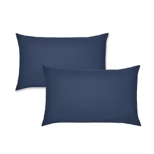 Catherine Lansfield Pillowcases Easy Iron Percale Standard 50x75cm Pack of 2 Pillow cases with envelope closure Navy Blue