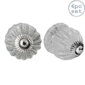 Nicola Spring - Glass Cabinet Knobs - Button - Pack of 6