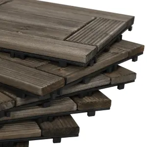 Outsunny 27 Pcs Wooden Interlocking Decking Tiles, 30 x 30 cm per piece, Grey