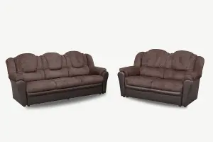 Furniture Stop - Barro 3+2 Sofa Set Fabric & Leather