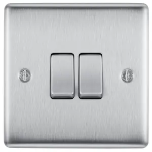 BG 16A 2 way 2 gang Light switch Matt Steel effect