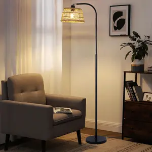 Garwarm Remote Dimmable Rattan Floor Lamp