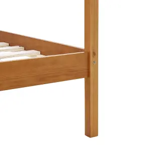 Berkfield Canopy Bed Frame Honey Brown Solid Pine Wood 100x200 cm