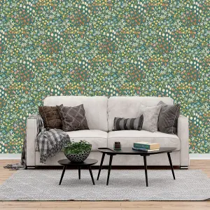 Grandeco Ciara Floral Teal Wallpaper Flowers Naturistic Paste The Wall Vinyl